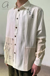 AVIVA JIFEI XUE Ancient Constellation Embroidered Patchwork White Shirt S22-ELSS